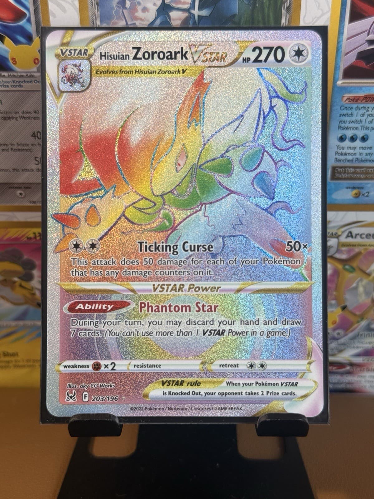 Hisuian Zoroark VSTAR 203/196 Rainbow Rare Lost Origin Secret Pokemon Card
