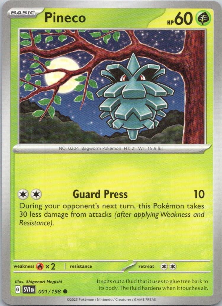 Pineco #1/198 (LP) SV01: Scarlet & Violet Base Set SVI Pokemon