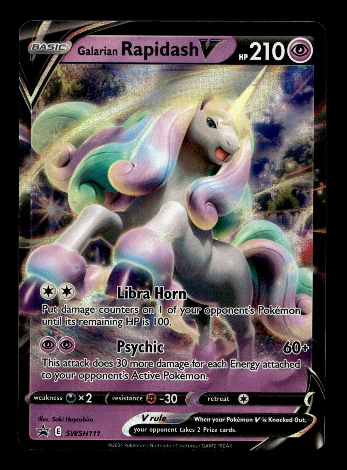 GALARIAN RAPIDASH V SWSH111 HOLO P PRIZE PACK SERIES CARDS POKEMON NM