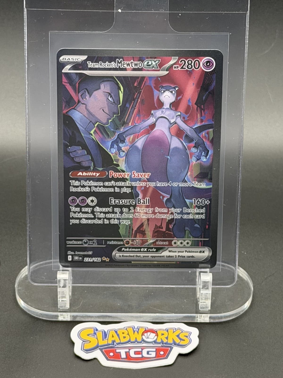 Team Rocket's Mewtwo ex 231/182 Destined Rivals SIR Pokemon Card NM Raw