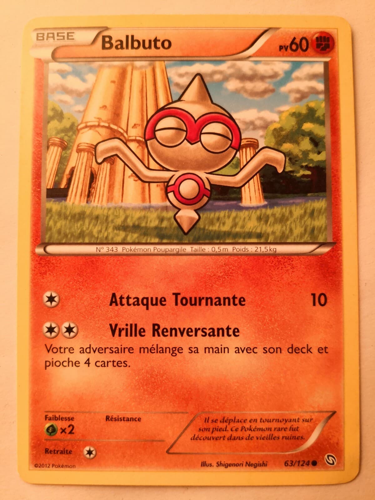 Carte Pokémon - Balbuto 63/124 - série Noir & Blanc Dragons Exaltés