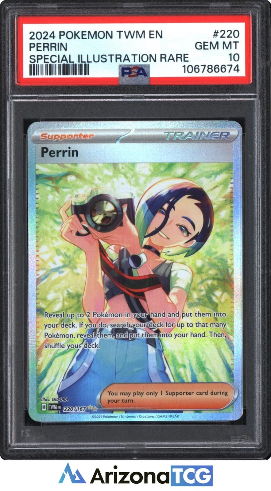 Pokemon 2024 Perrin 220/167 SIR Twilight Masquerade GEM MINT PSA 10