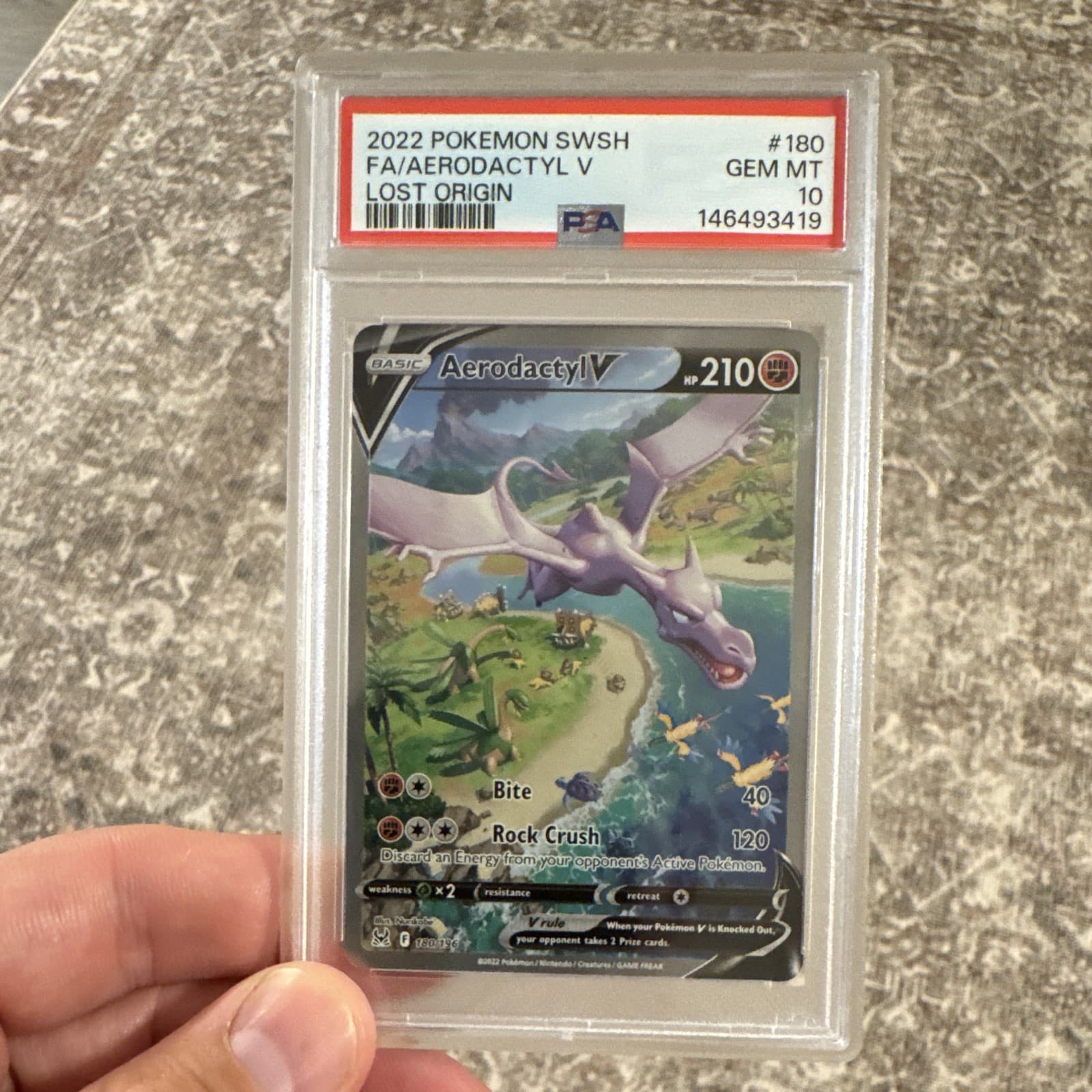 The Pokémon Company Aerodactyl V PSA 10 Alt Full Art Holo Lost Origin 180/196