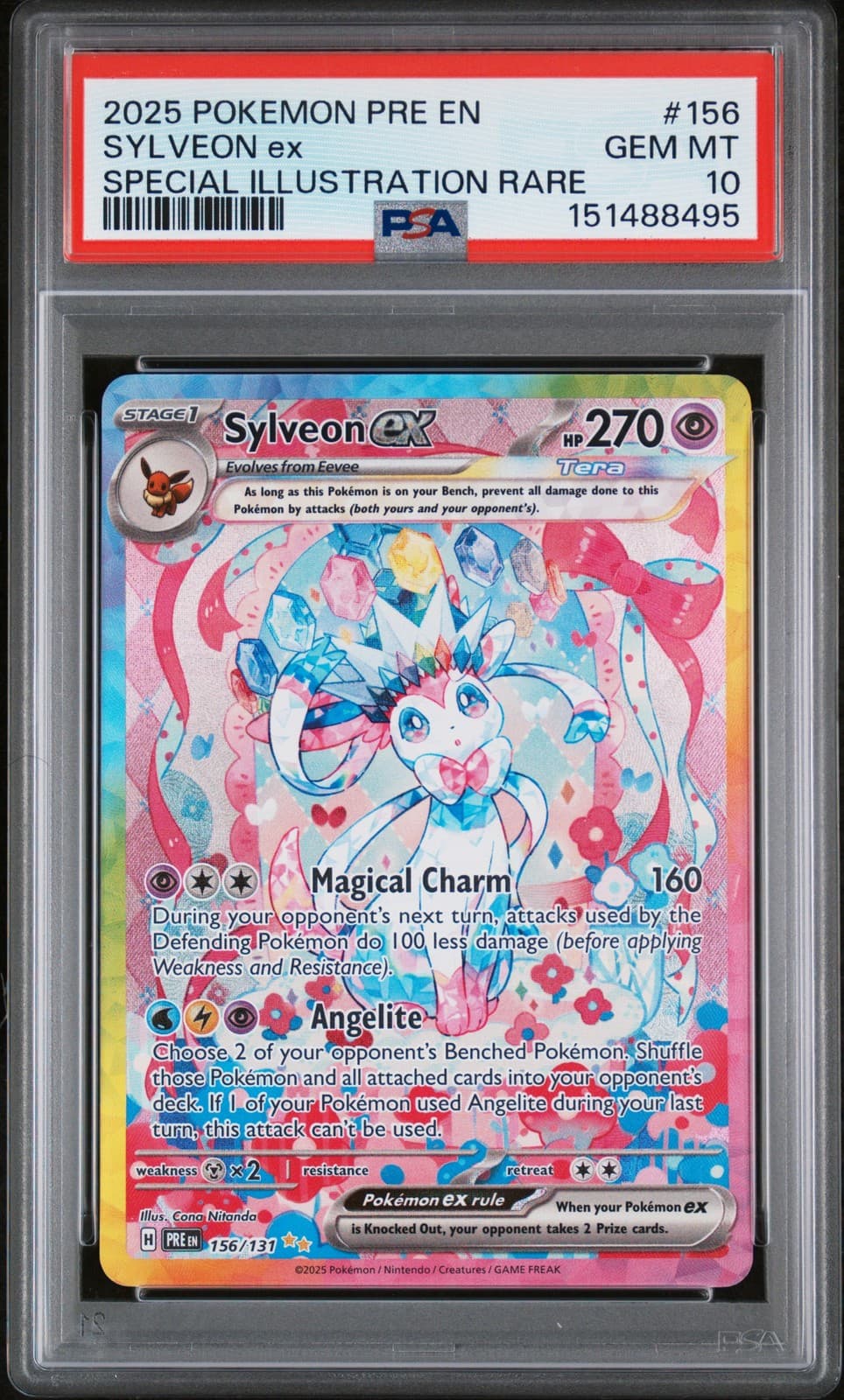 2025 POKEMON PRE EN-PRISMATIC EVOLUTIONS #156 SYLVEON EX PSA 10