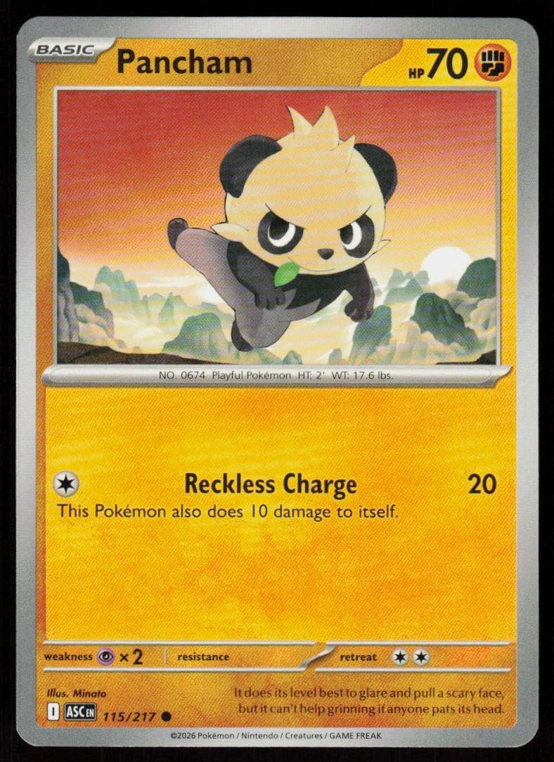PANCHAM 115/217 mega evolution ascended heroes Pokemon card 2026