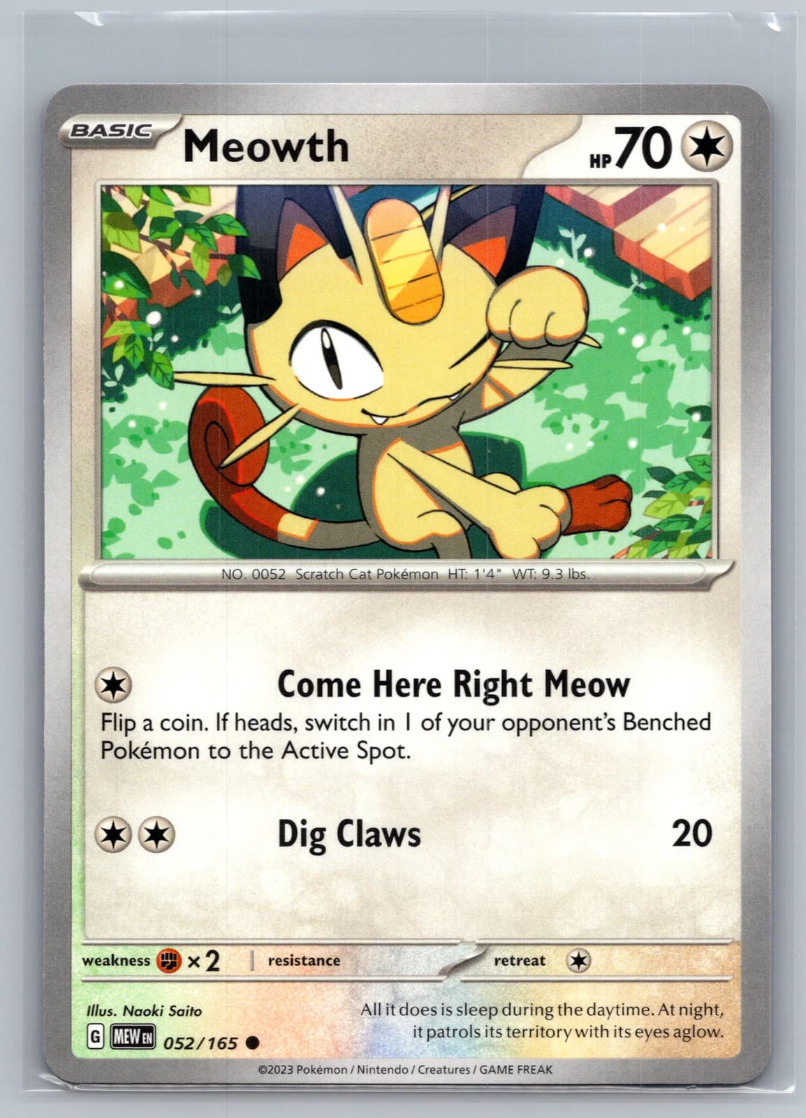 Meowth 52/165 Scarlet & Violet 151 Pokemon TCG NM — photo 1 of 2