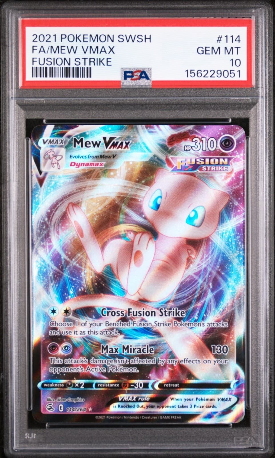 Mew VMAX 114/264 Pokemon Fusion Strike Full Art English Holo - PSA 10 🔥