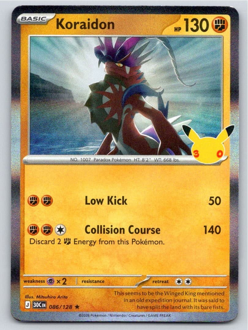 2026 POKEMON ME: 30TH CELEBRATION KORAIDON 086/128 HOLO R NM A102606 FREE S&H