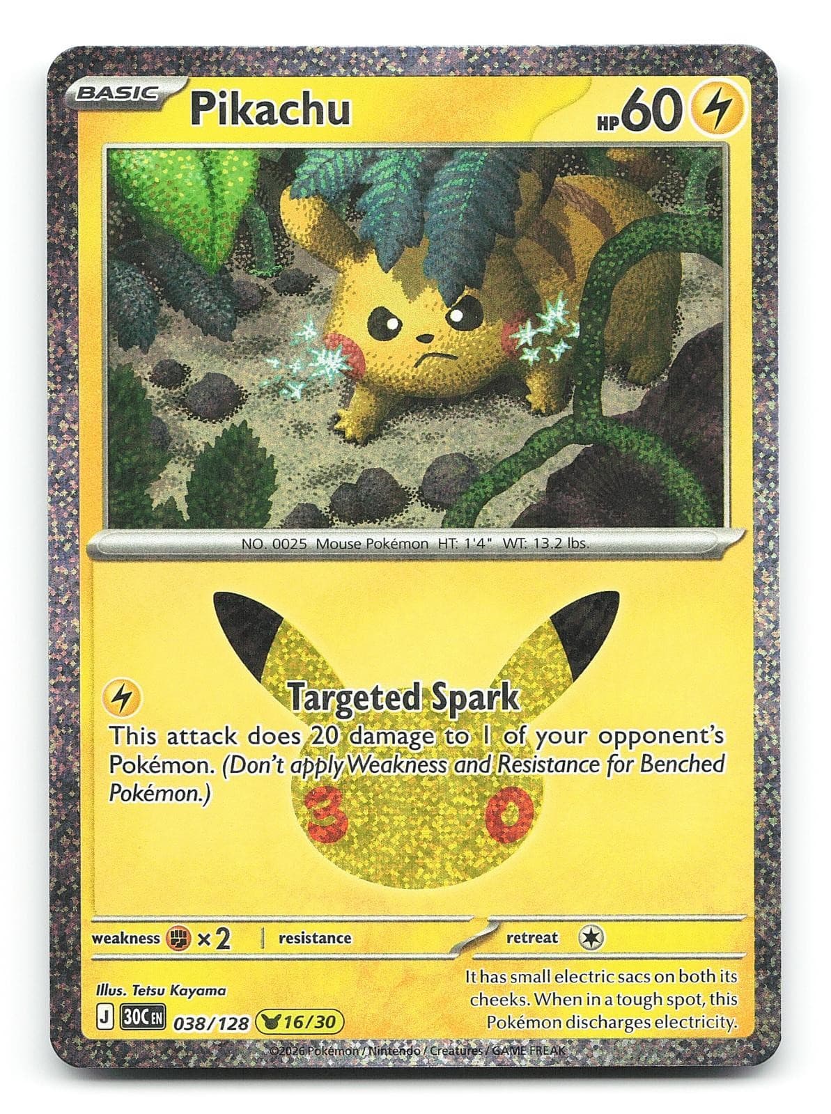 Pikachu 038/128 30th Celebration Holo Pikachu Rare Pokemon Card NM