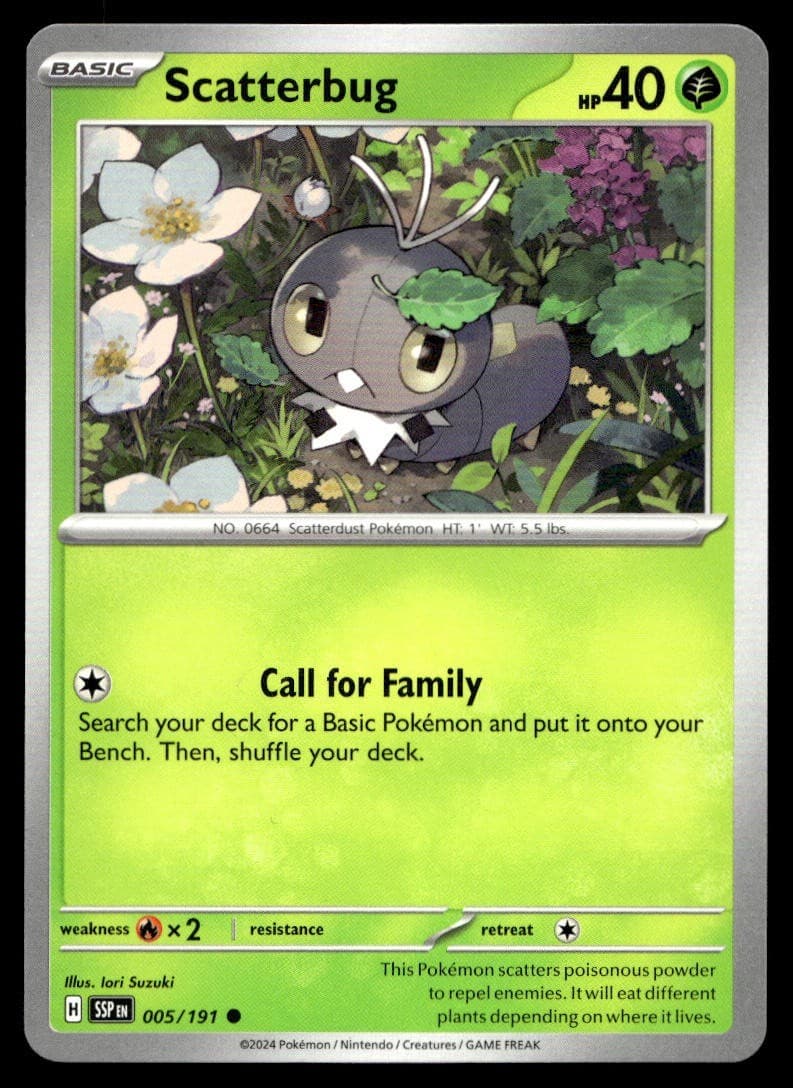 Scatterbug 5/191 Pokemon Card Surging Sparks Common 40 HP Near Mint N10