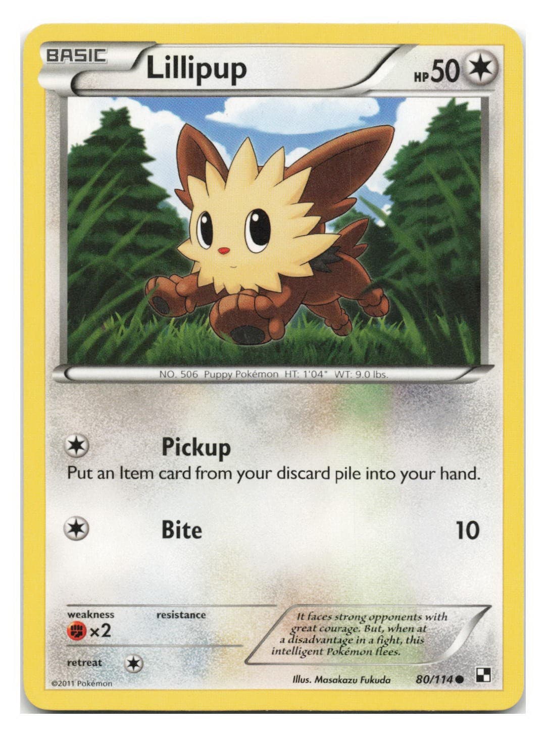 Lillipup 80/114 Common Black & White Pokemon 2011