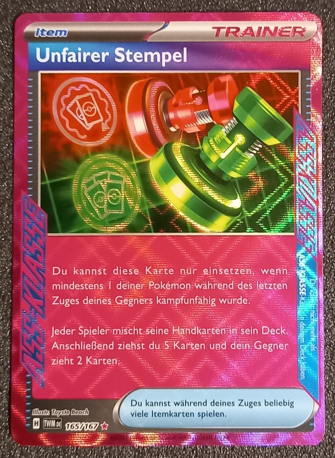 Pokemon TCG Set 'Maskerade im Zwielicht' Unfairer Stempel ASS-Klasse 165/167 deu