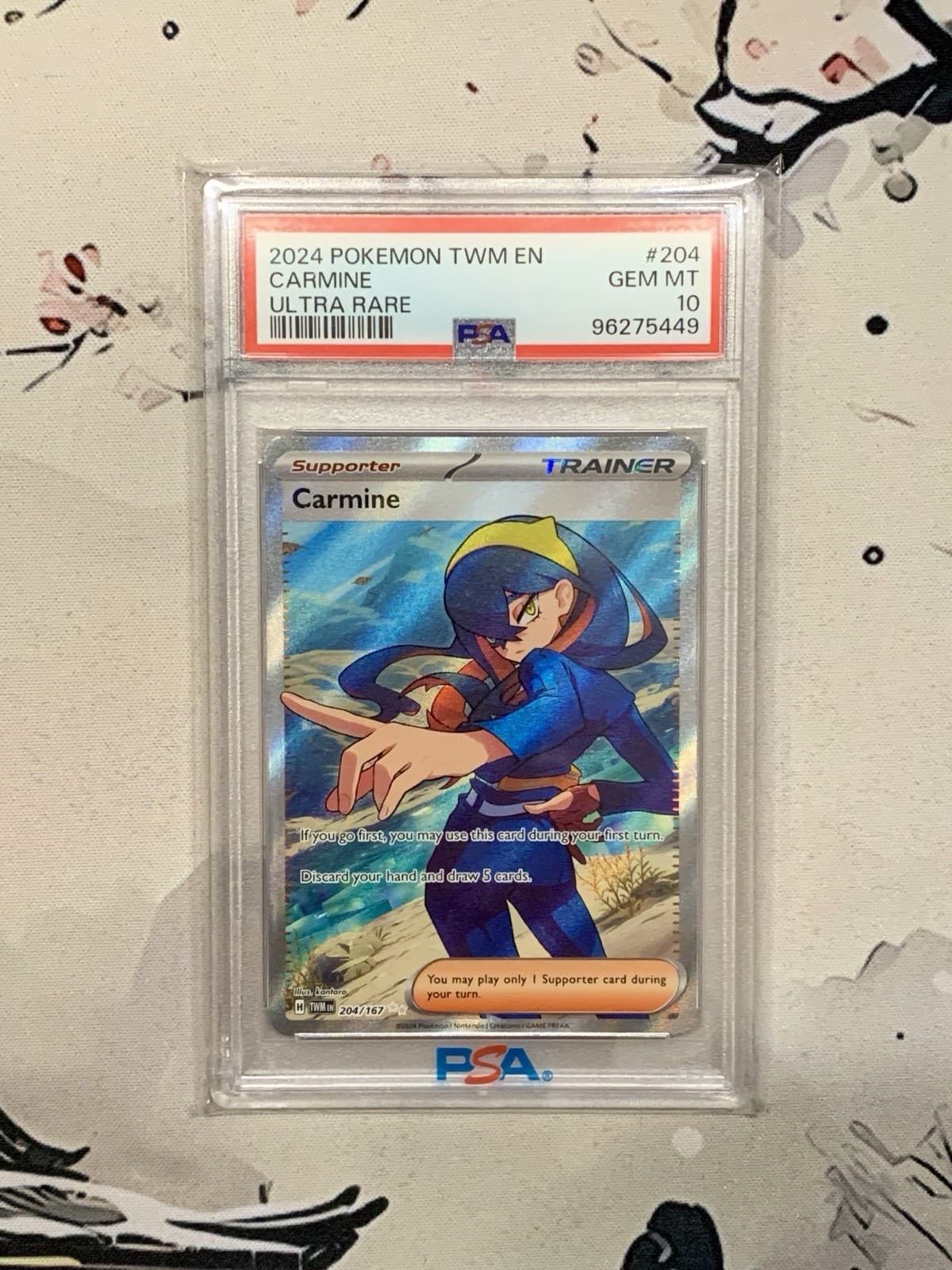 2024 Pokemon SV Twilight Masquerade Carmine Full Art #204 PSA 10 Gem Mint