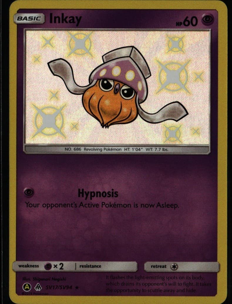 Inkay Shiny Holo Rare Hidden Fates Shiny Vault SV17/SV94 Pokemon Card