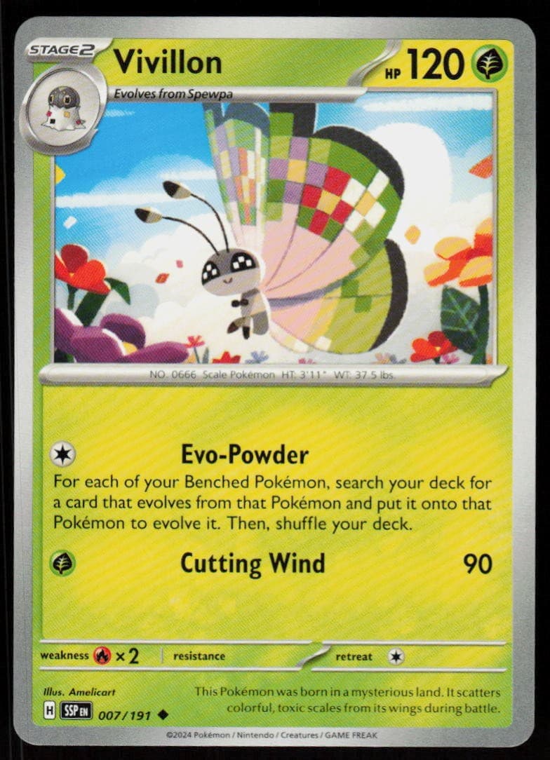 Vivillon 007/191 Uncommon Surging Sparks Pokemon Near Mint