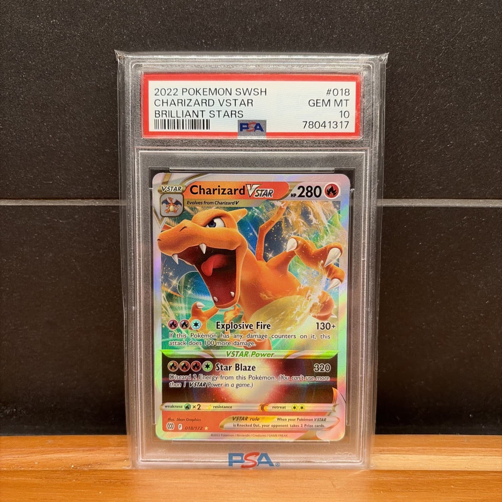 PSA 10 Charizard Vstar 2022 SWSH Brilliant Stars FA 018/172 Pokémon