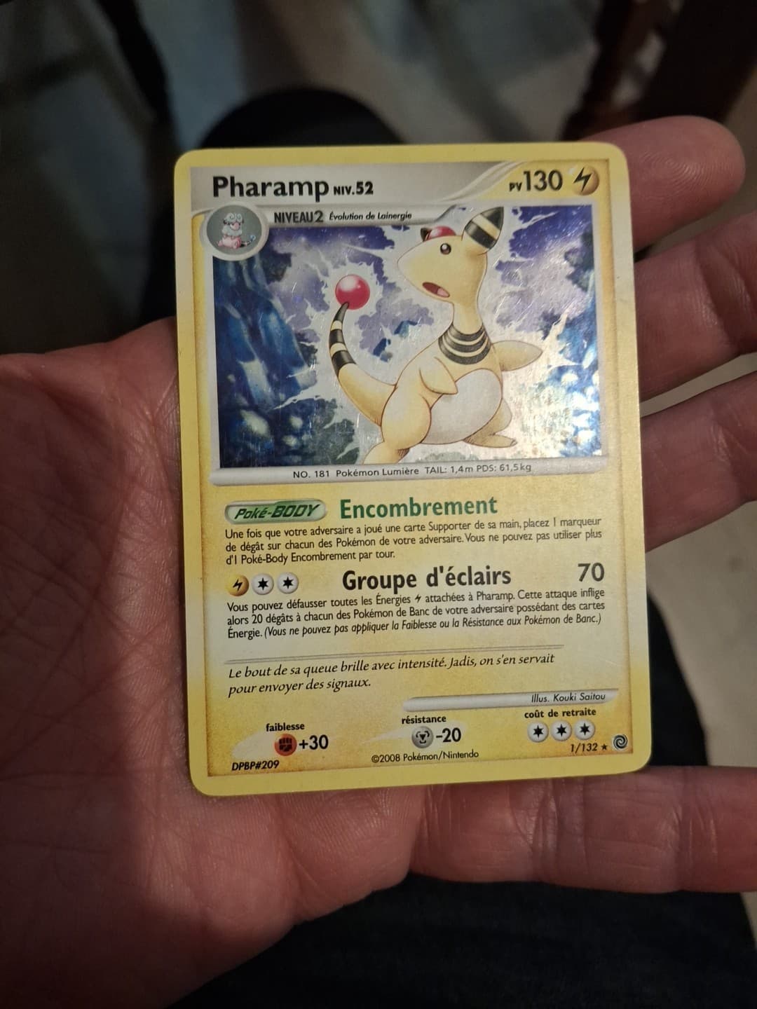 Carte Pokémon Pharamp 1/132 Holo   Merveilles Secrètes Français