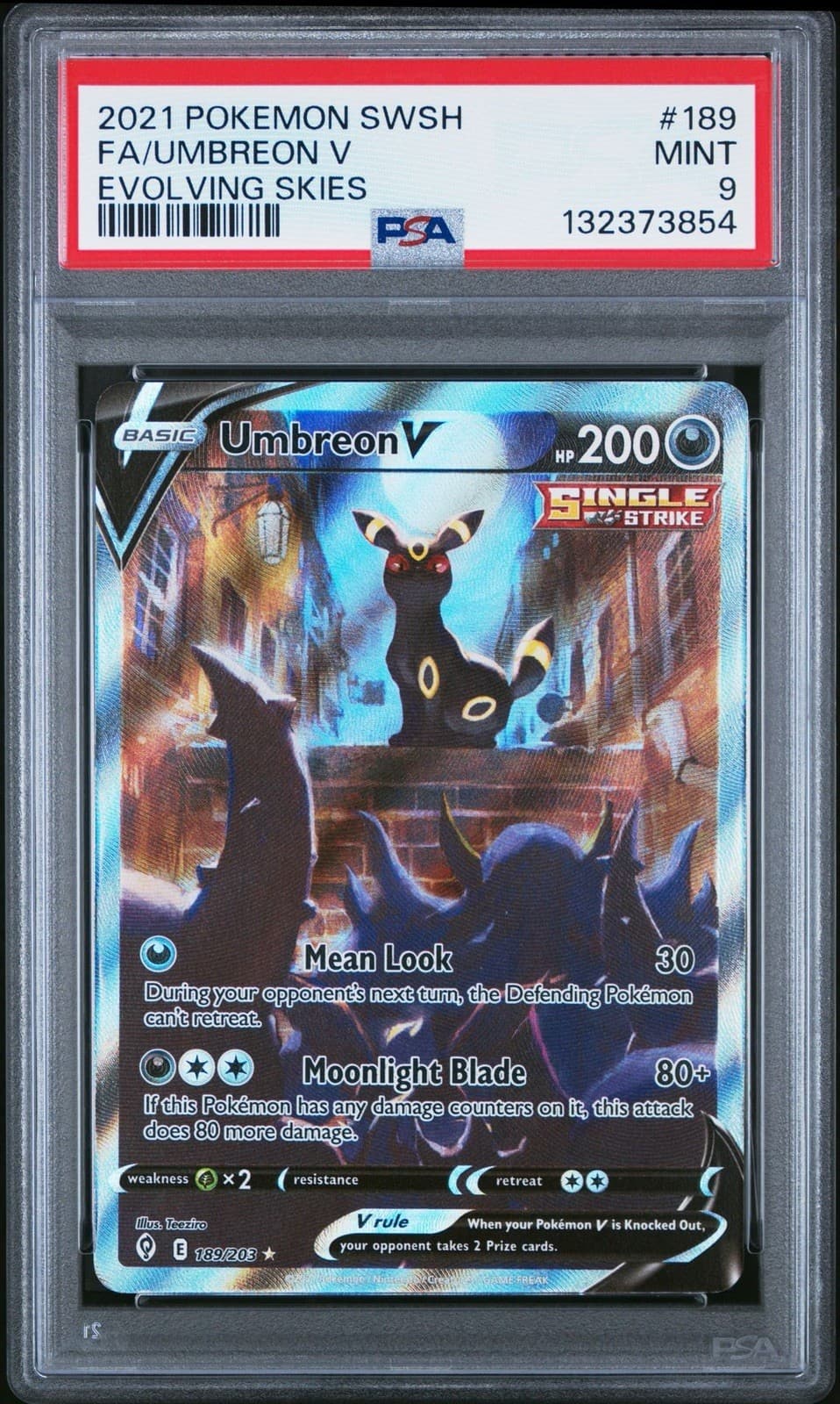 Pokemon TCG Umbreon V SWSH07 Evolving Skies 189/203 Alt Full Art PSA 9 Holo