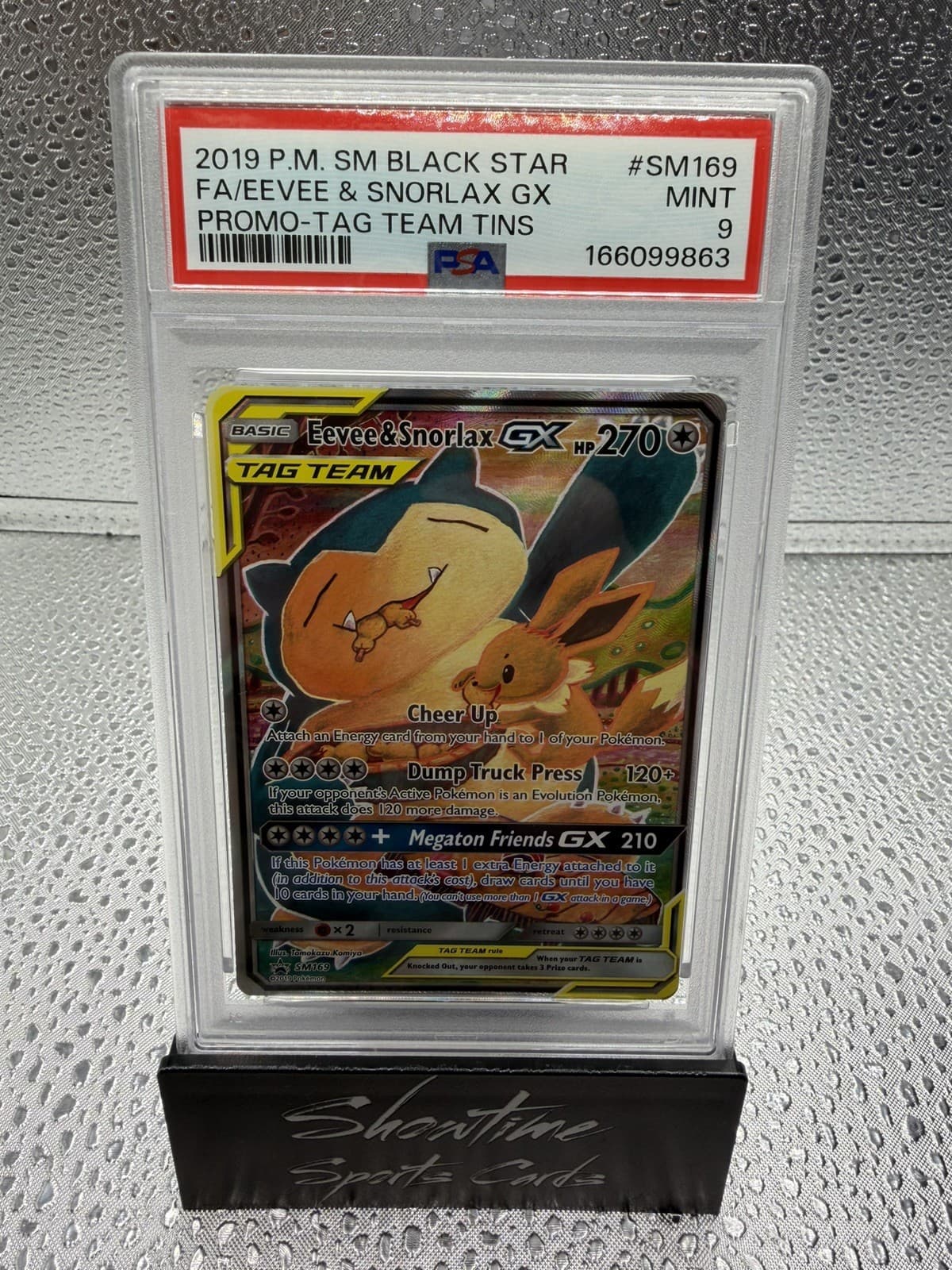 Eevee & Snorlax GX SM169 Holo PSA 9 Sun and Moon Black Star Promo