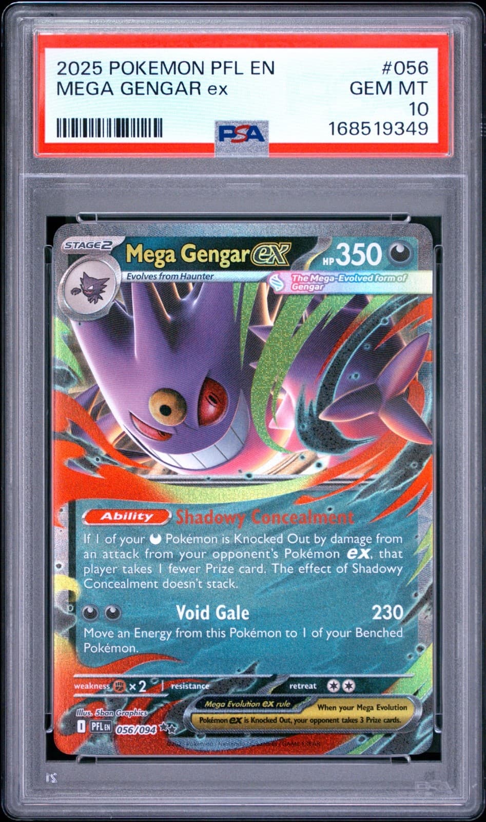 2025 Pokemon PSA 10 Mega Gengar EX Phantasmal Flames Card 056/094