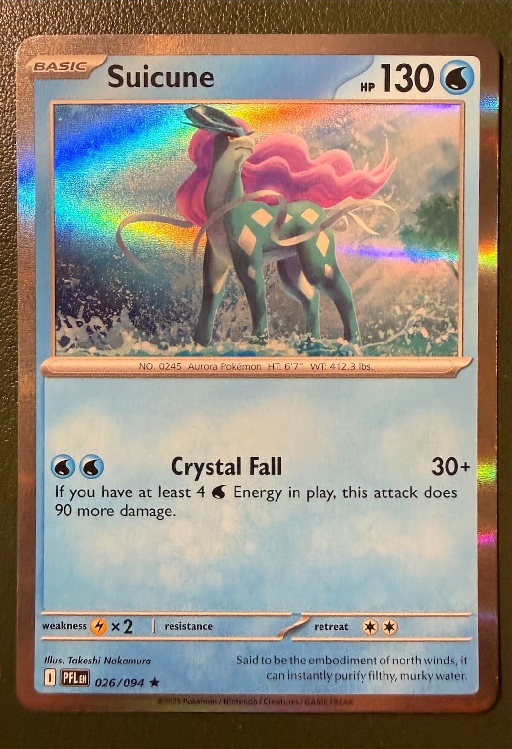 Pokemon TCG Suicune 26/94 Phantasmal Flames Holo NM