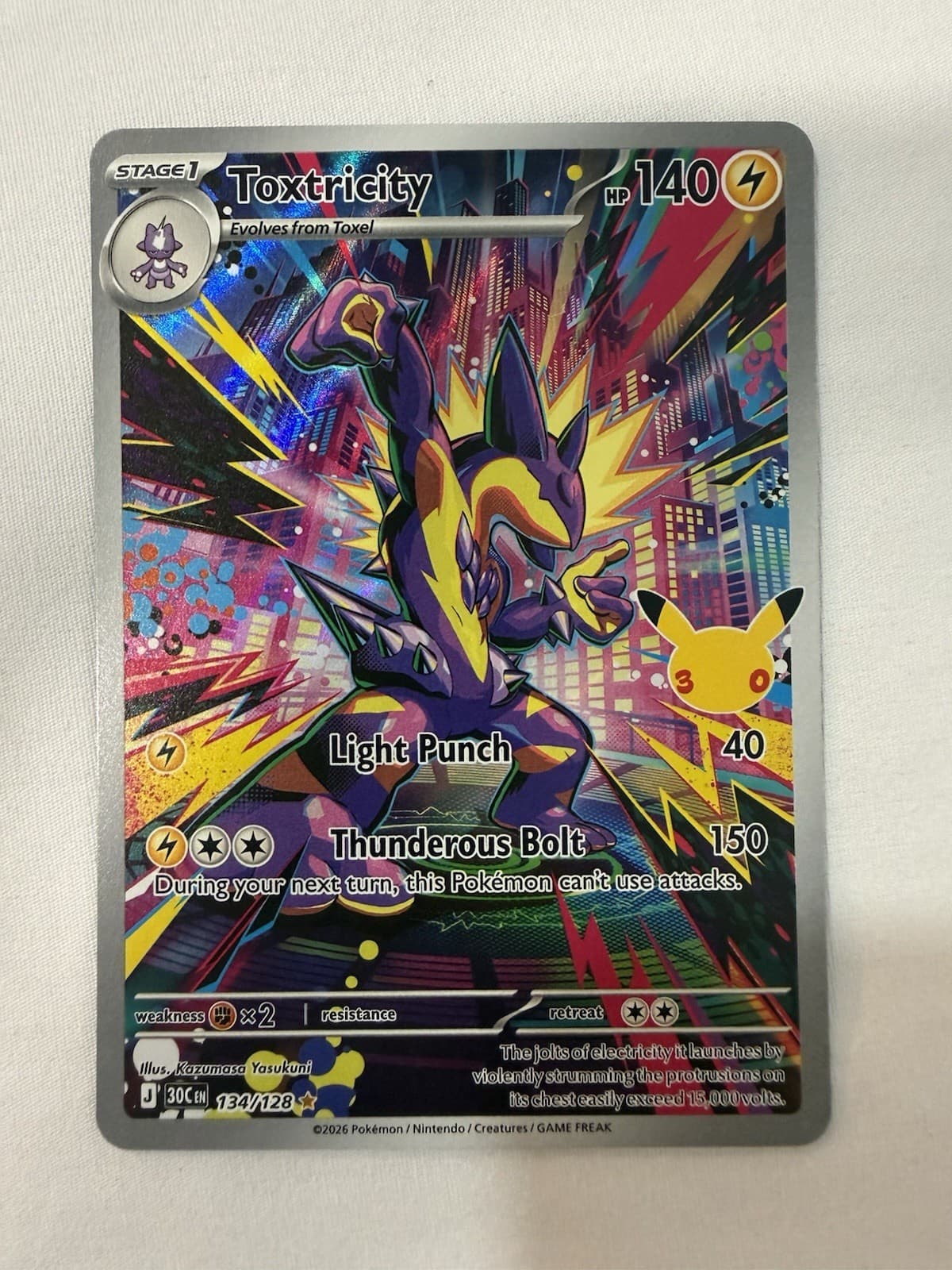 Pokemon Toxtricity 134/128 30th Celebration Illustration Rare Holo Full Art NM