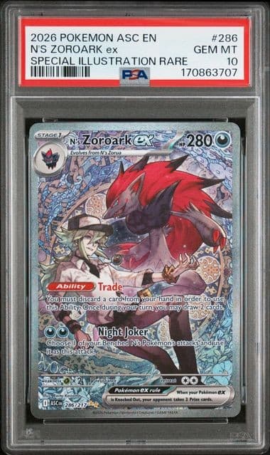 N'S ZOROARK EX Ascended Heroes Special Illustration Rare #286 PSA 10 Pokemon