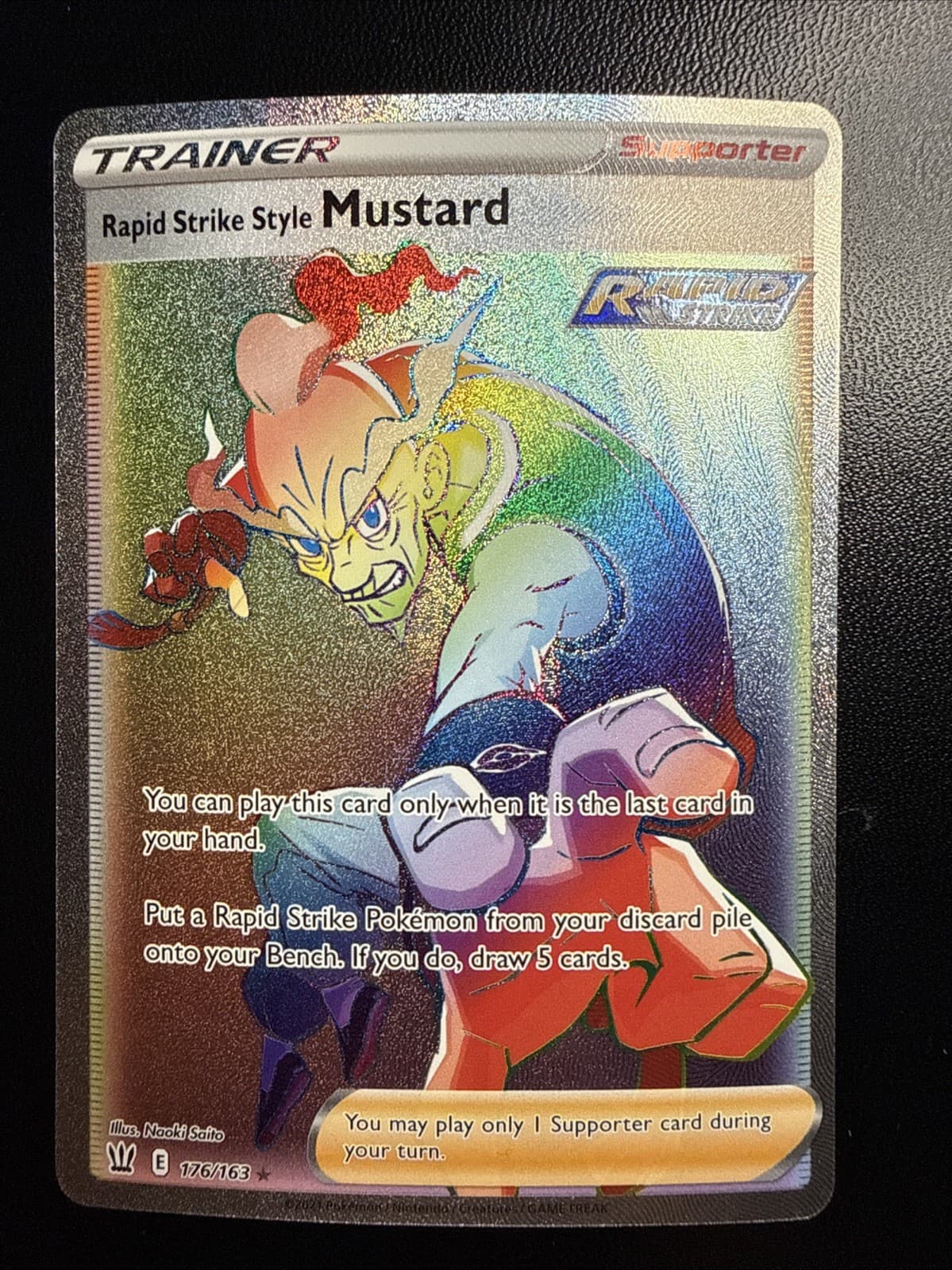 Rapid Strike Style Mustard 176/163 Secret Rare Battle Styles Pokemon Card