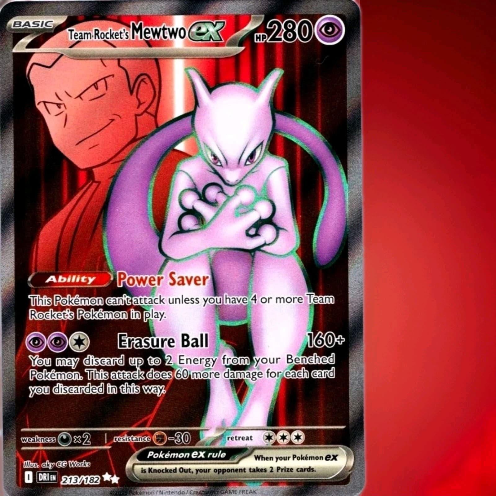 Team Rocket's Mewtwo ex 213/182 Destined Rivals UR Full Art Holo EN