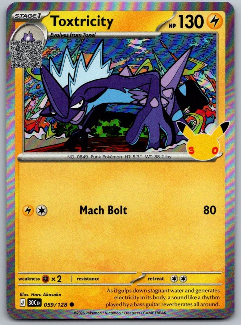Toxtricity 30th Celebration 059/128 Common Holo Pokémon — English Near Mint