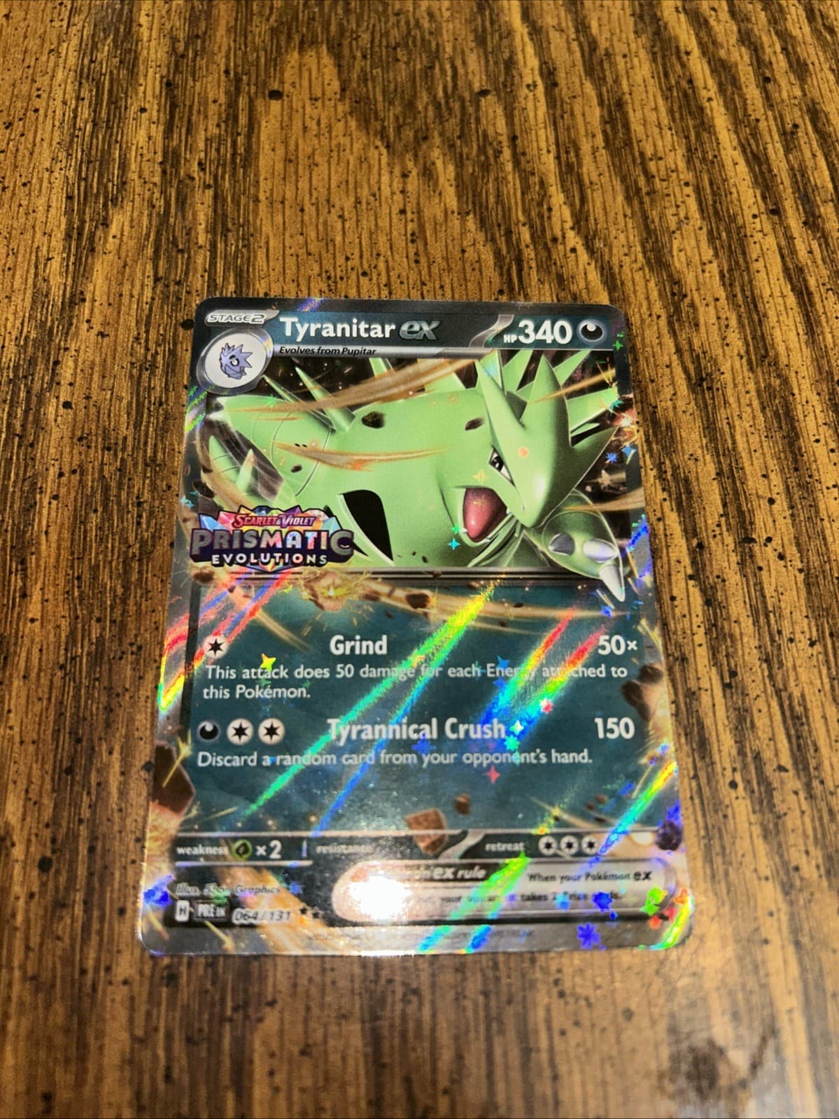 Pokemon  Tyranitar Ex #64 Prismatic Evolutions Stamp Holo 064/131