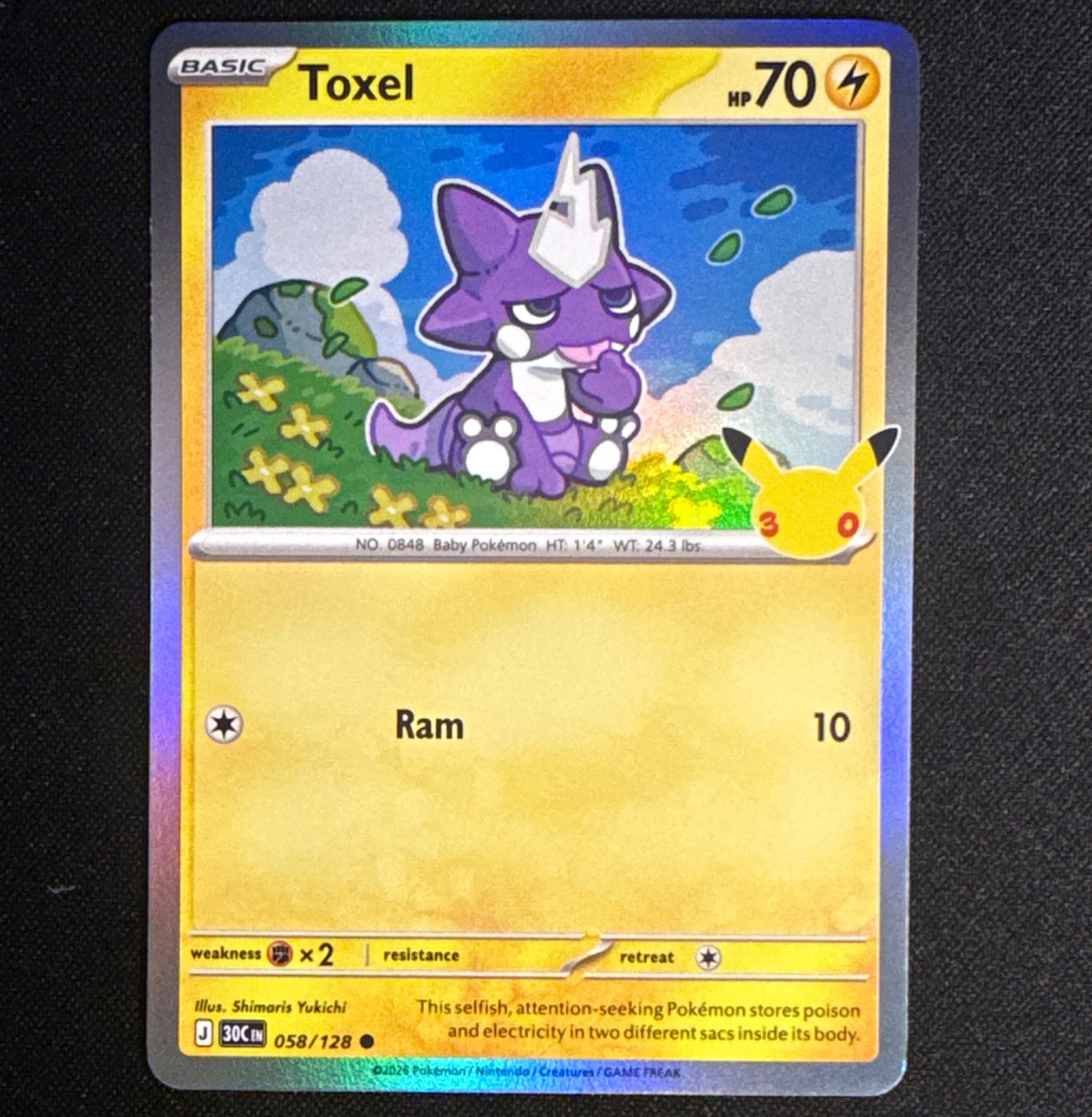Toxel 058/128 Pokemon 30th Celebration Holo