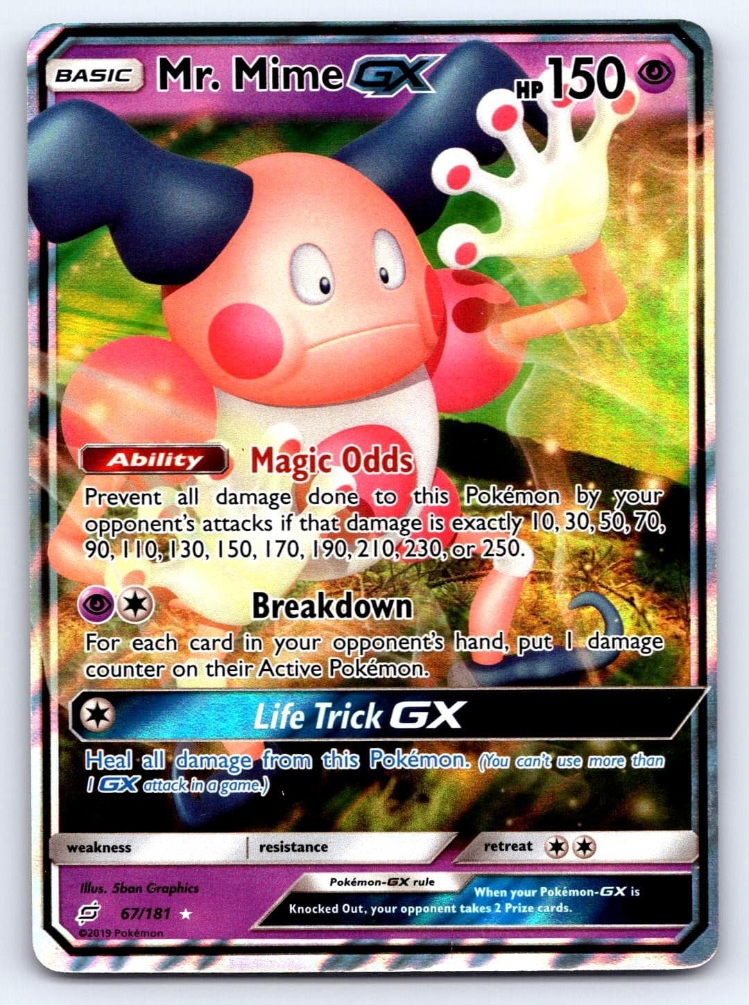 Mr. Mime GX 67/181 Holo GX Rare Team Up Pokemon Lightly Played