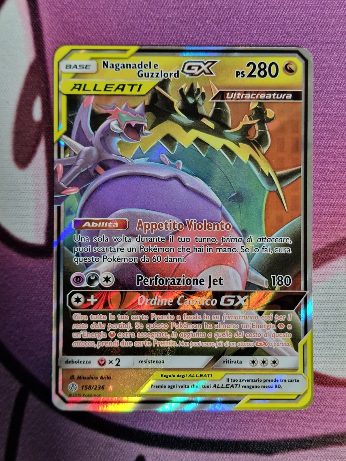 Lotto Carte POKEMON Naganadel e Guzzlord Gx 158/236 Ultra Rara Eclissi Cosmica