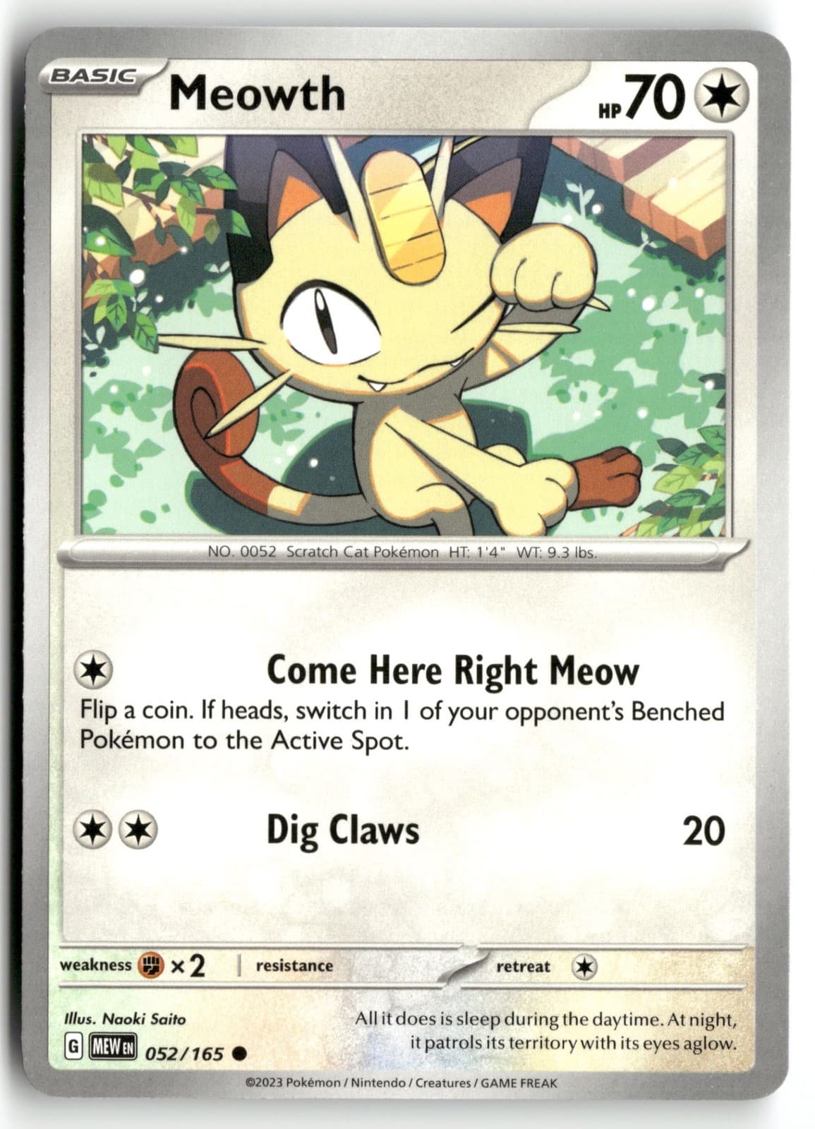 Meowth 052/165 NM SV: Scarlet & Violet 151