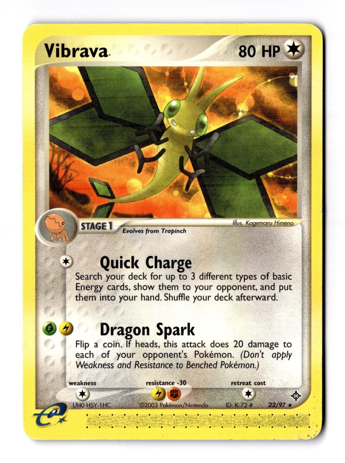 Vibrava 22/97 Rare Dragon Pokemon Lightly Played