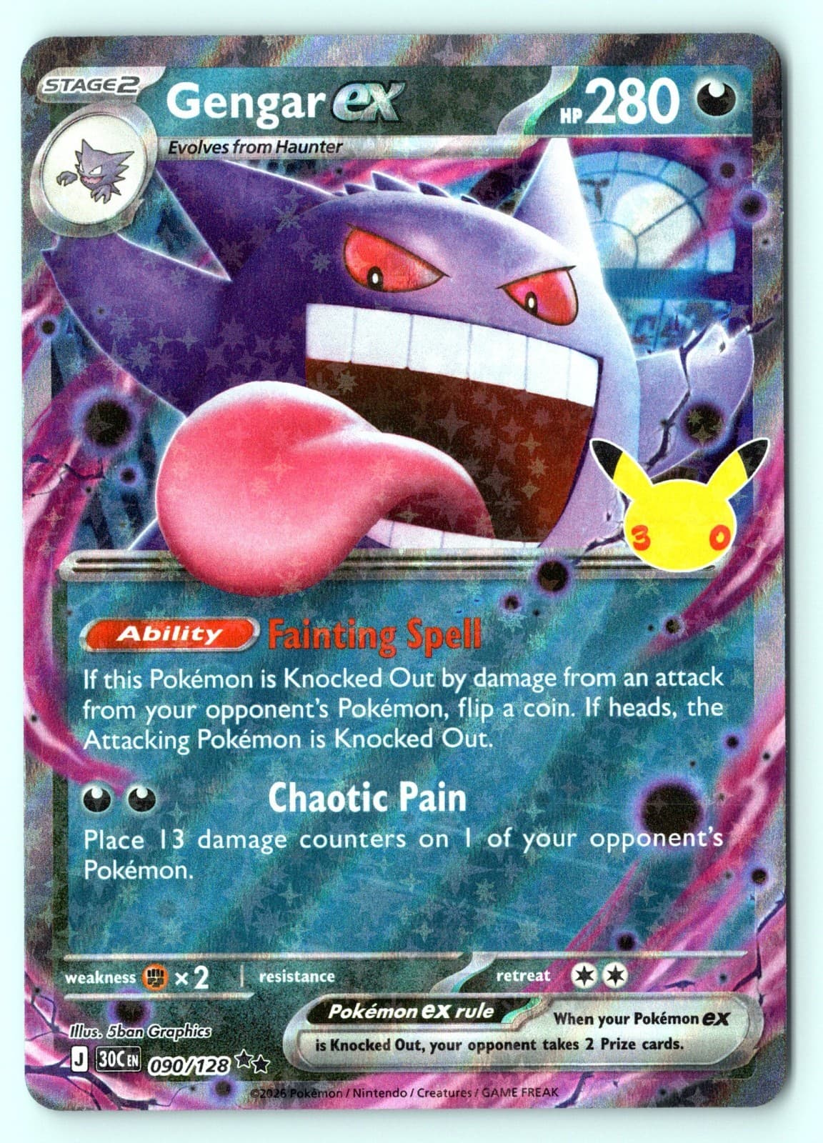 Gengar ex 90/128 30th Celebration Holo Pokemon NM