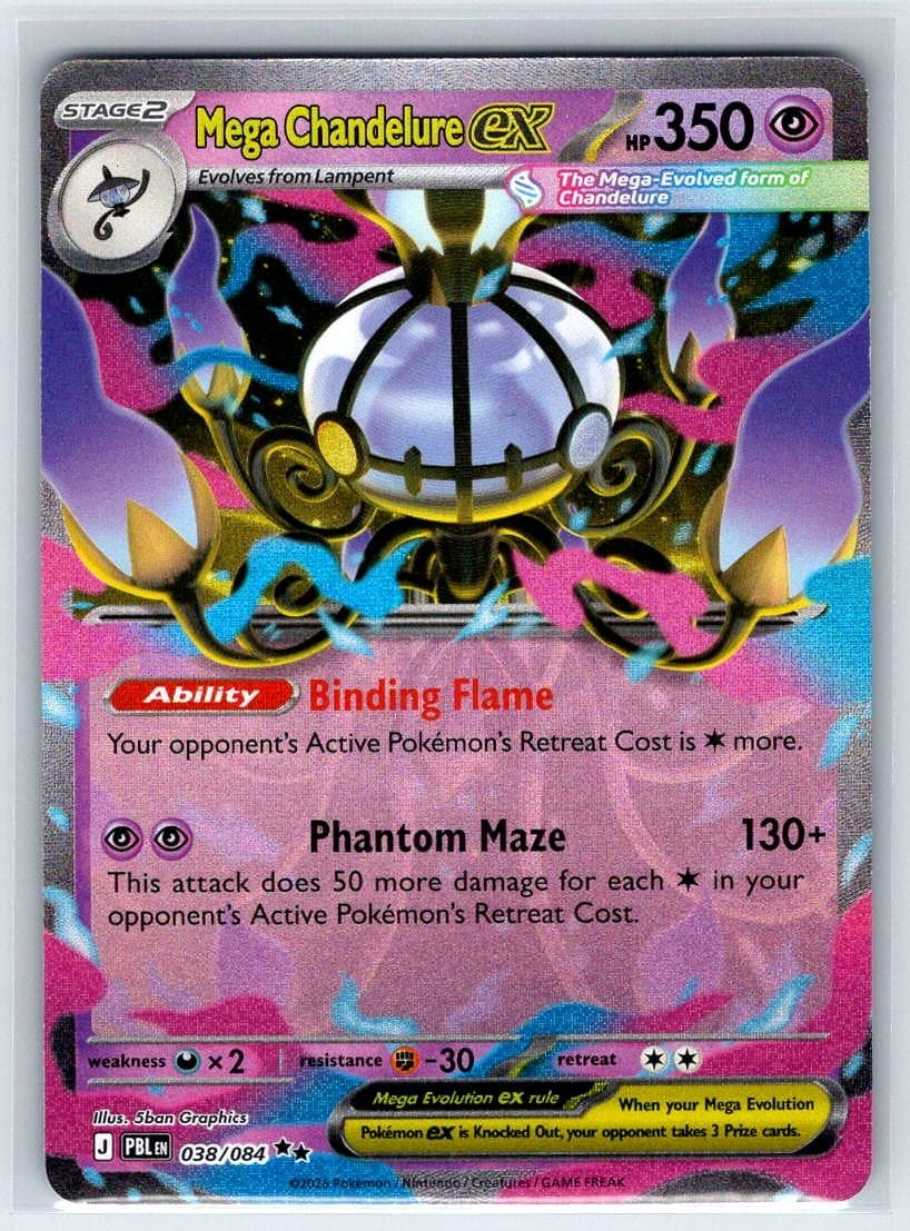 Mega Chandelure ex 038/084 Double Rare Pitch Black Pokemon Holo Near Mint