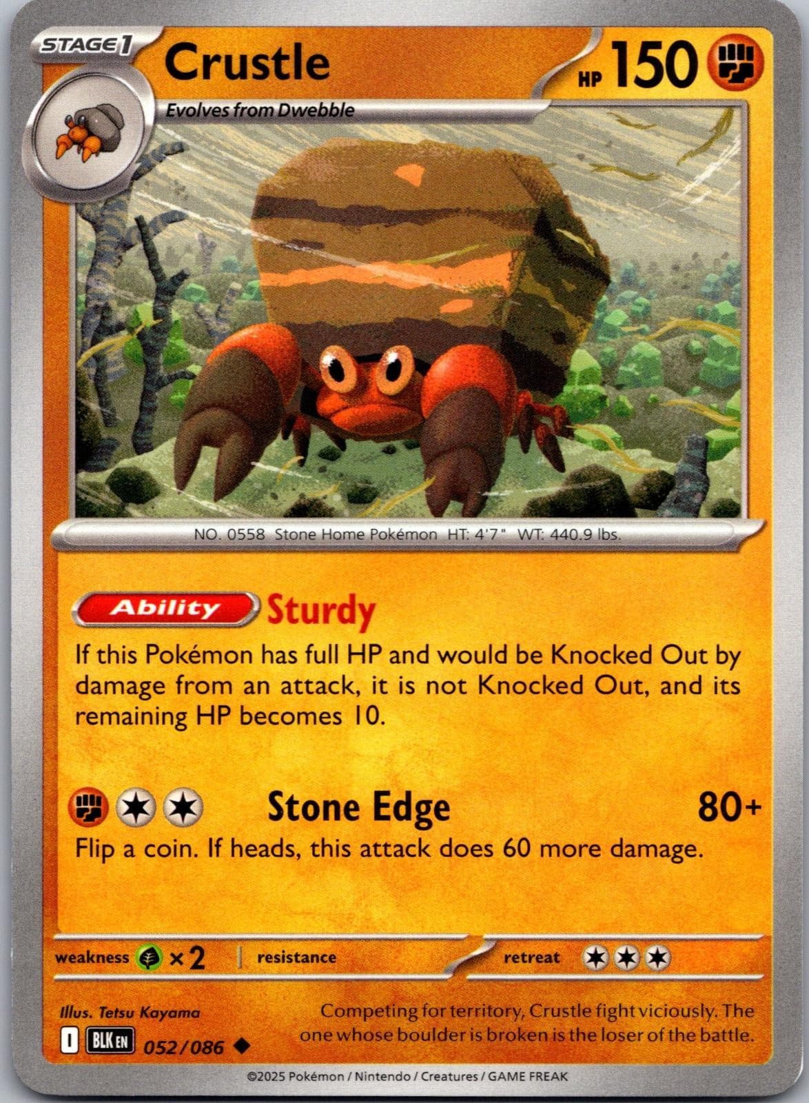 Crustle 052/086 Uncommon Black Bolt Pokemon Near Mint