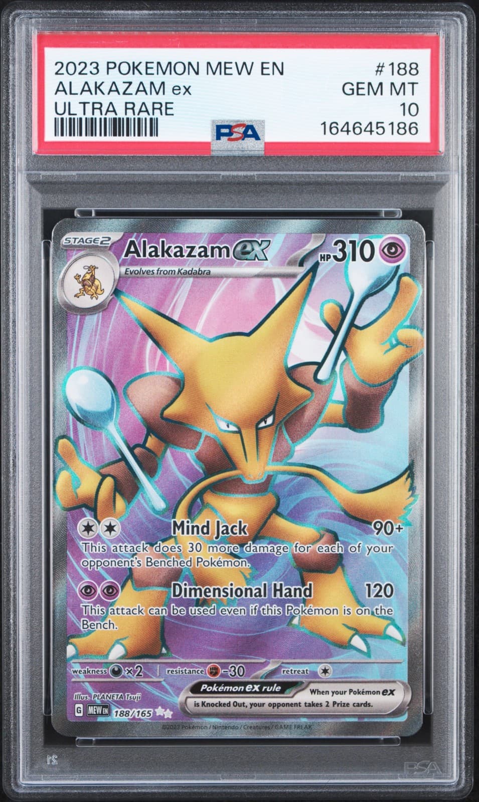 2023 POKEMON MEW EN-151 ULTRA RARE #188 ALAKAZAM EX PSA 10