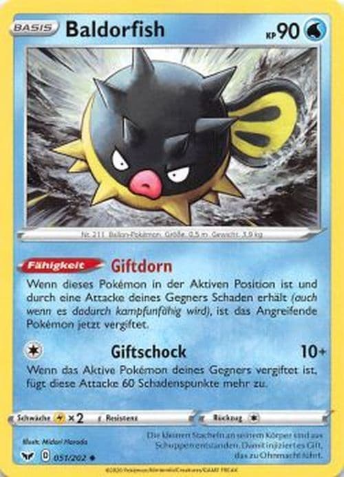 Baldorfish 051/202 Pokemon Schwert und Schild Karte Deutsch