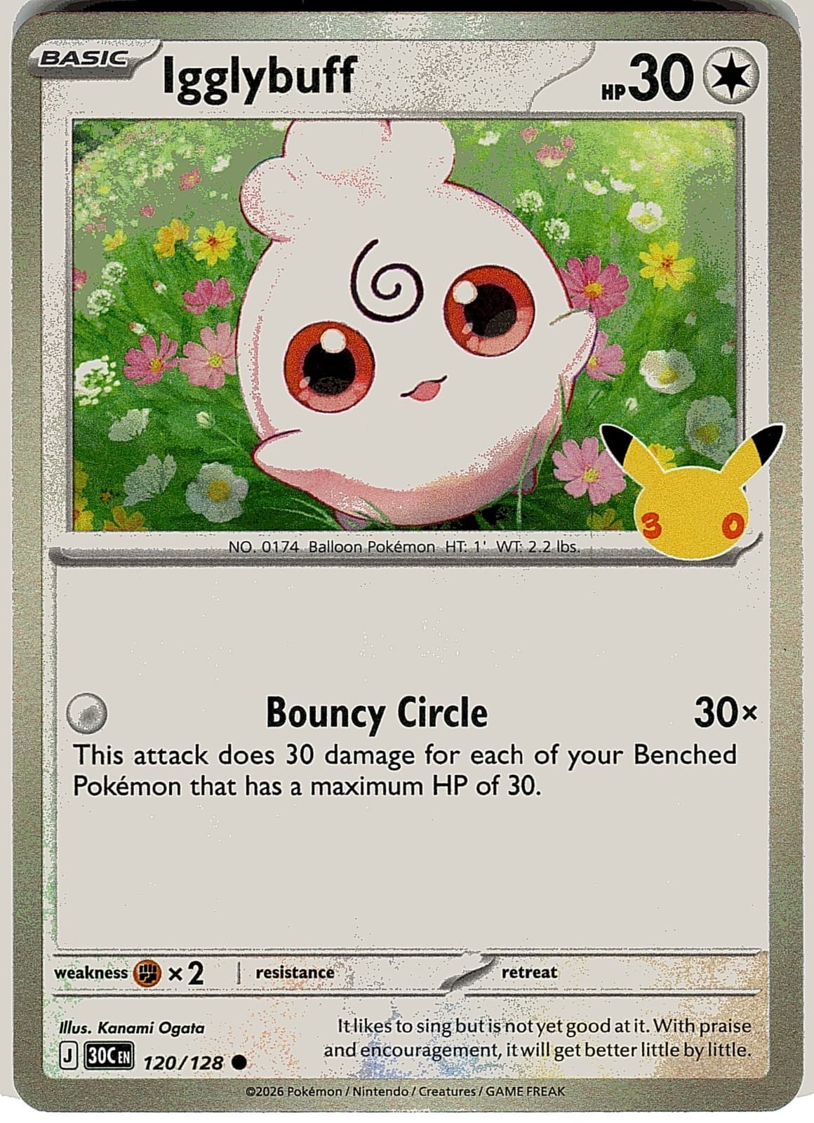 Igglybuff 120/128 Pokémon TCG 30th Celebration Holo NM