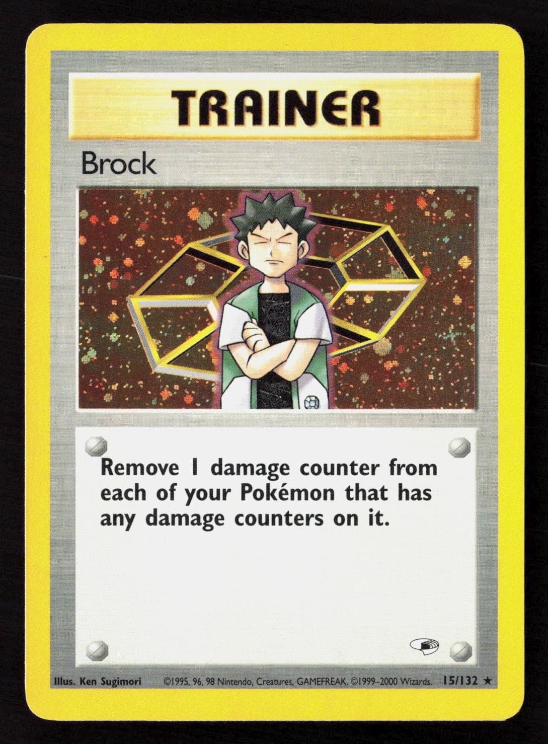 Brock 15/132 Rare Gym Heroes Pokemon Unlimited Holo Lightly Played
