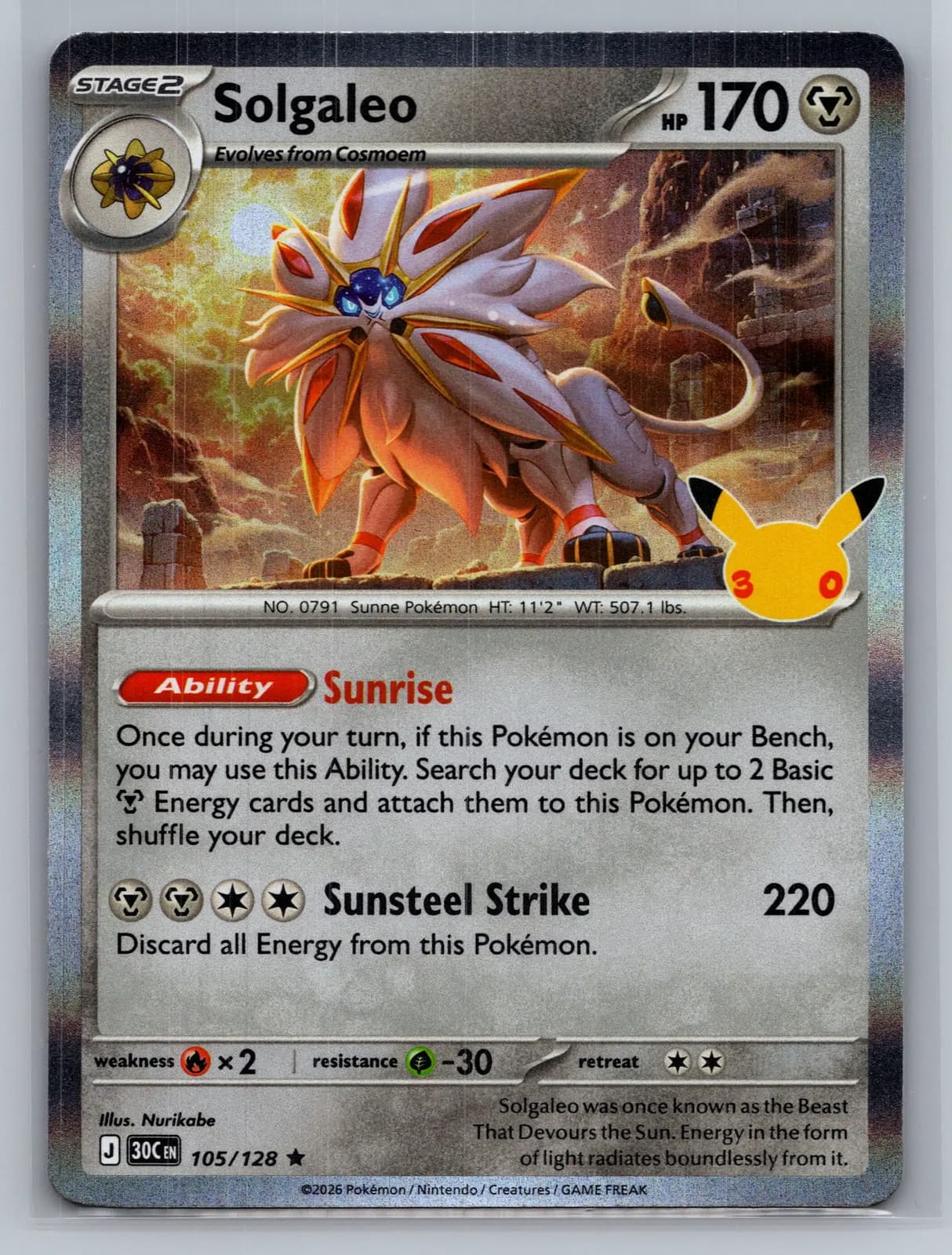 Solgaleo #105/128 2026 30th Celebration Pokemon TCG