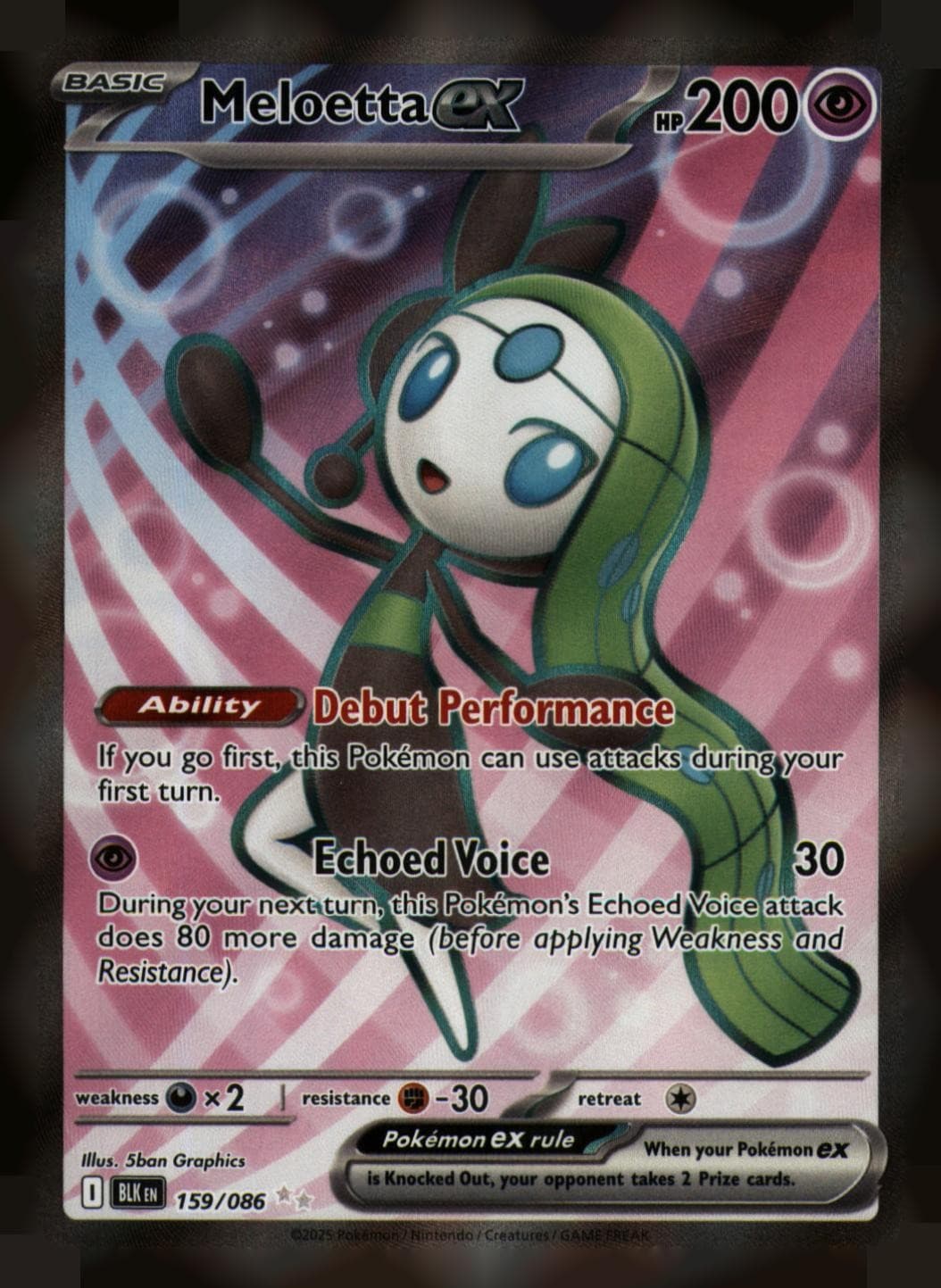 Meloetta ex 159/086 Holo Ultra Rare Black Bolt Pokemon Near Mint