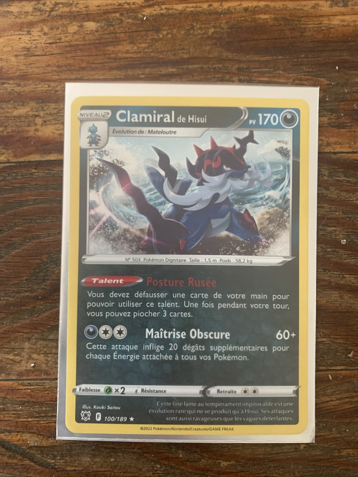 Carte Pokémon Clamiral de Hisui 100/189 Rare EB10 Astres Radieux