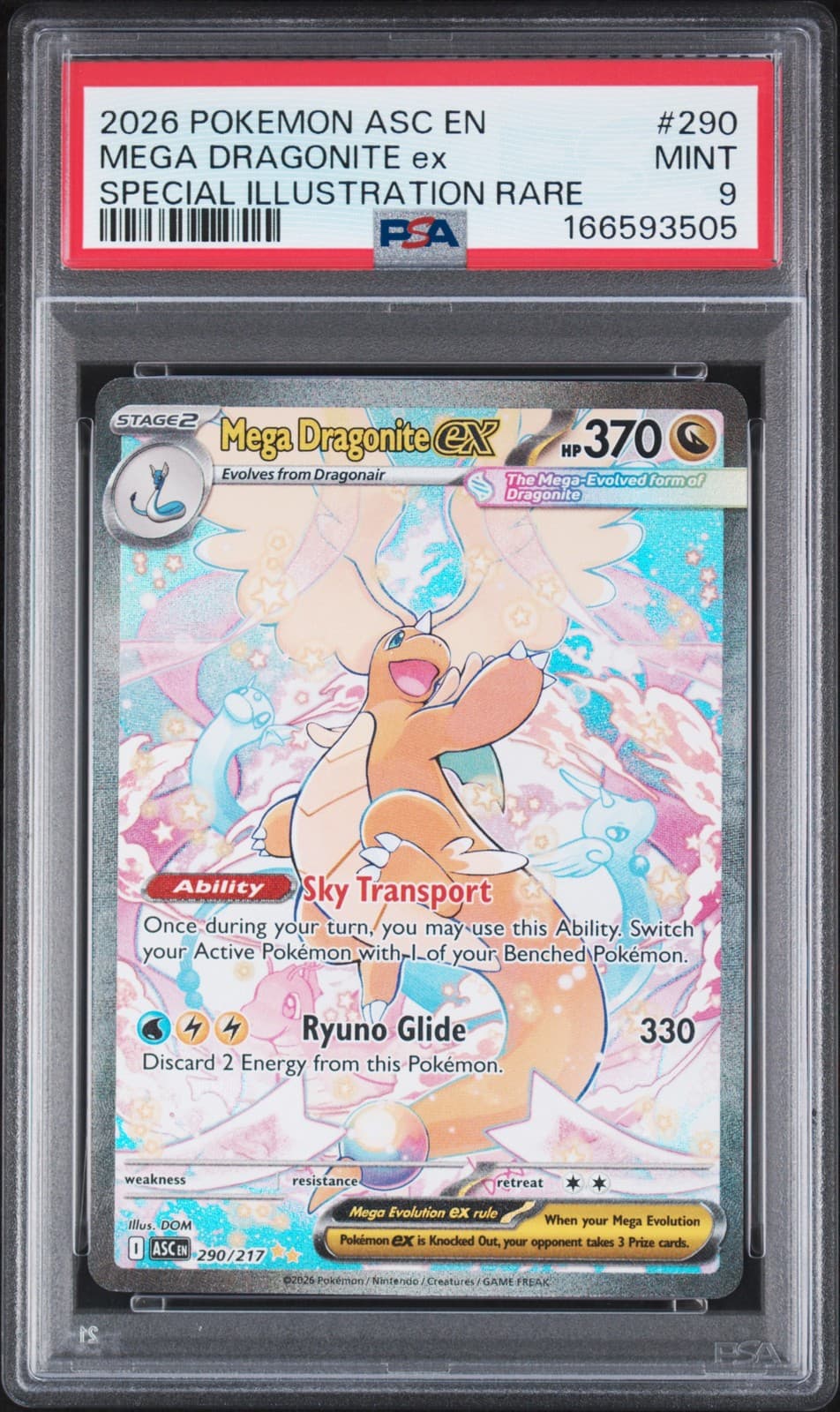 2026 POKEMON ASC EN-ASCENDED HEROES #290 MEGA DRAGONITE EX PSA 9