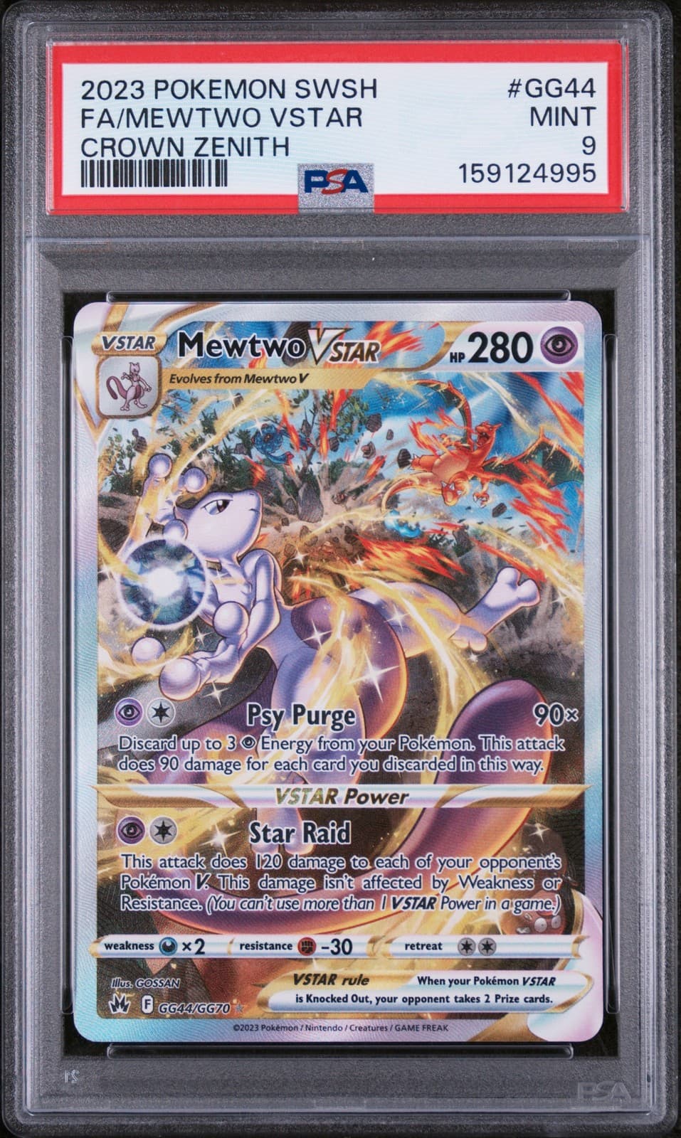 2023 POKEMON SWORD & SHIELD CROWN ZENITH #GG44 FULL ART/MEWTWO VSTAR PSA 9