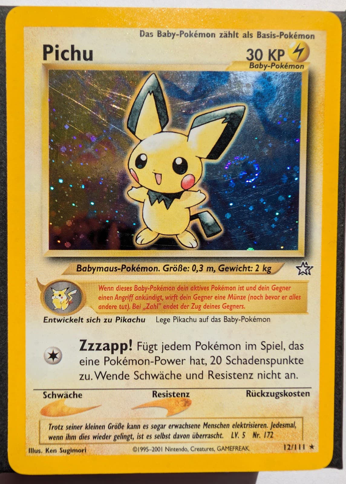 Pichu Deutsch SWIRL Holo Rare, 12/111 Neo Genesis