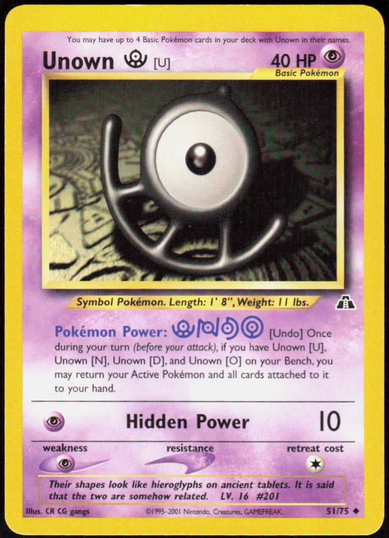 Unown [U] 51/75 Unlimited Uncommon Neo Discovery LP Pokemon